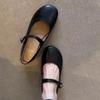 Cowhide Version~ Summer Flat-soled Single Shoes, Evening Breeze Gentle Matching Skirt, Black Small Leather Shoes, French Mary Jane Shoes for Women