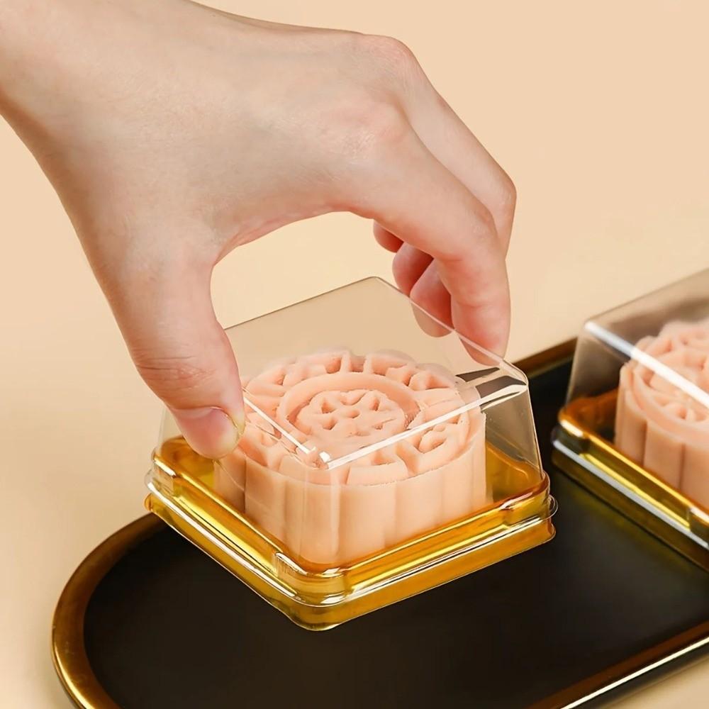 50Pcs Square Shape Moon Cake Boxes 50/75/100g Cookies Storage Box Baking Tools