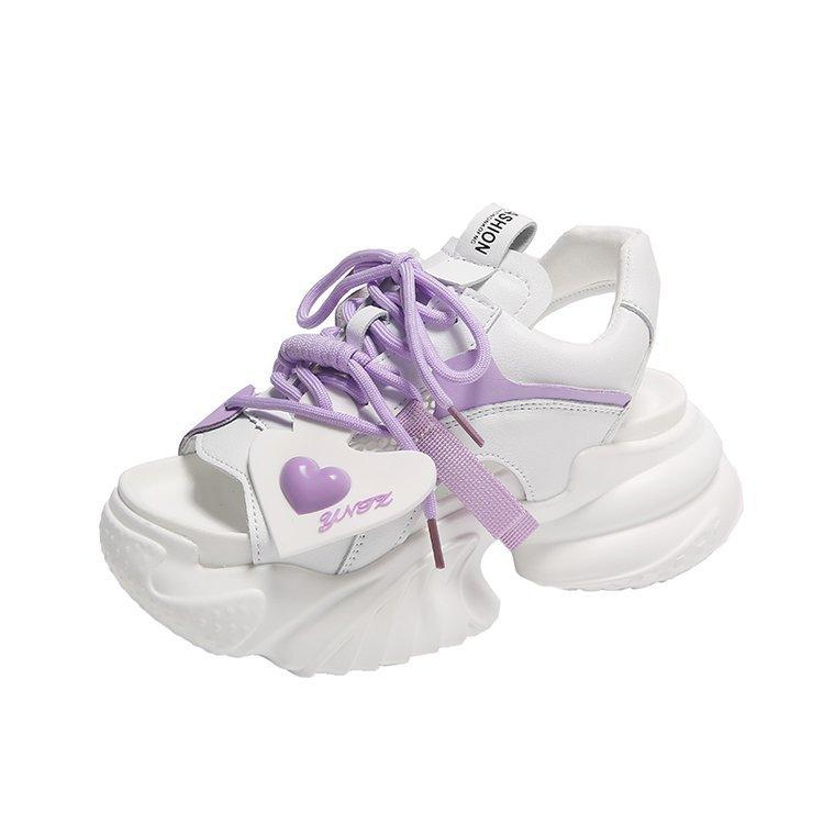 Модные летние милые женские кроссовки сетка высокий верх спортивные высокий каблук танкетка сандалии дышащие повседневные