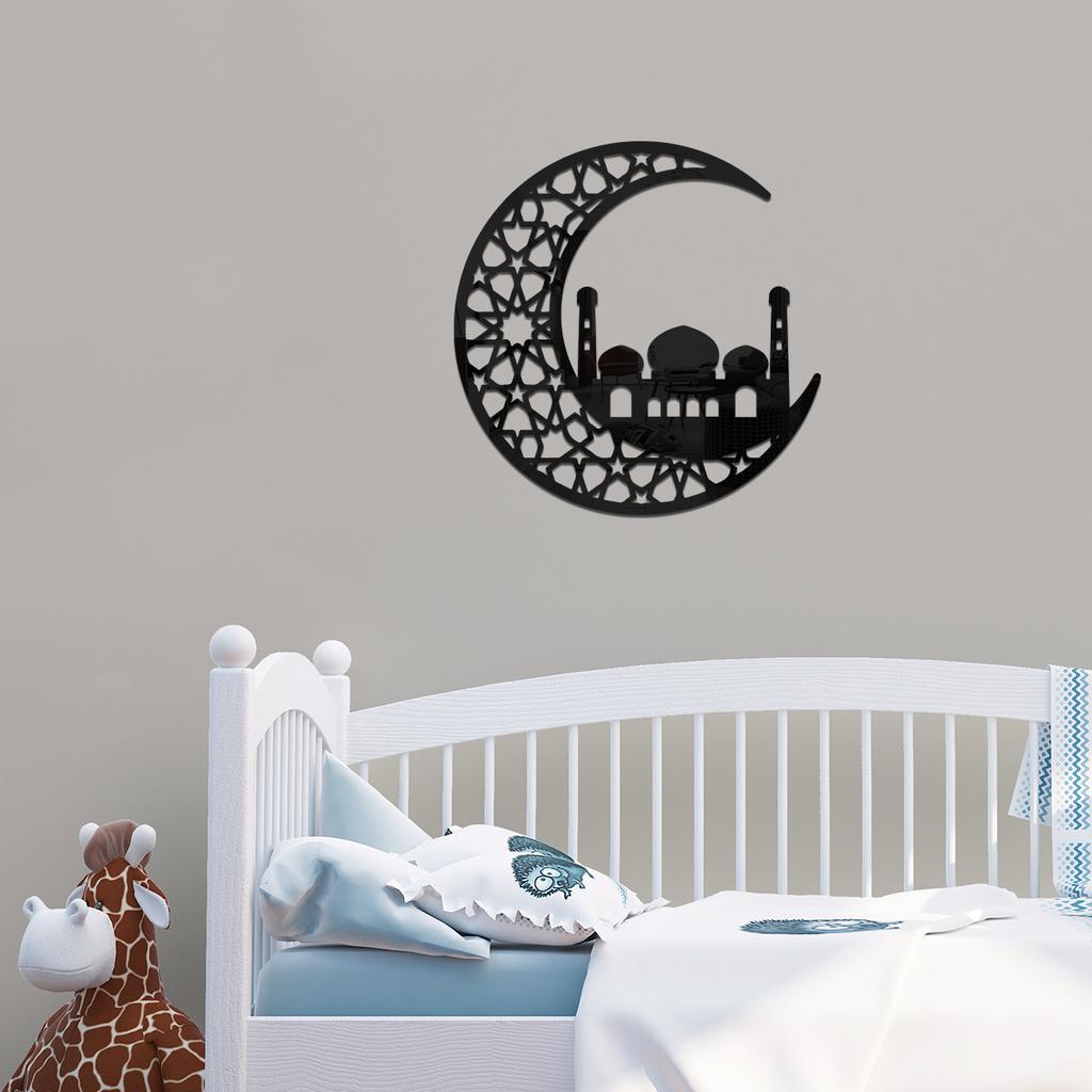 Креативные зеркальные акриловые настенные наклейки полая луна украшение спальни украшение гостиной настенные наклейки