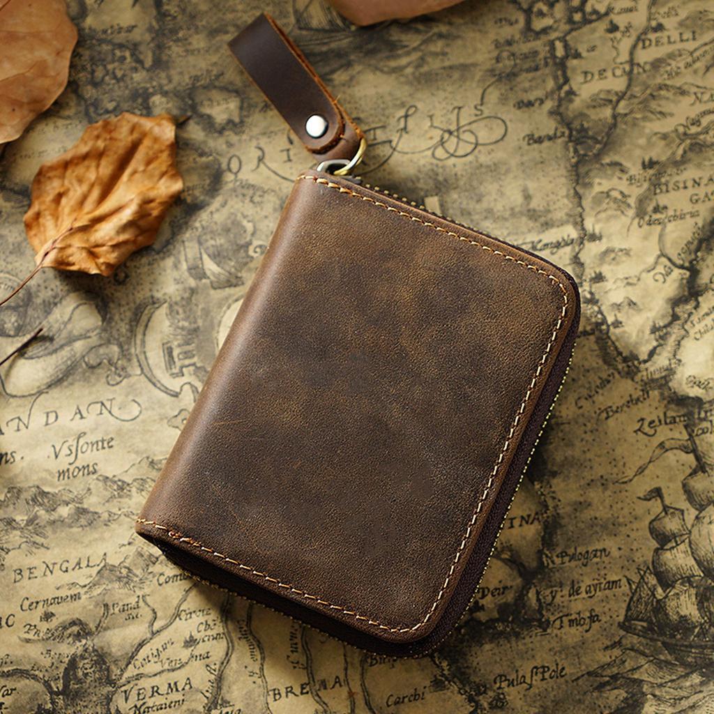 Genuine Leather Rfid Anti Magnetic Large Capacity Card Holder Vintage Retro Style For Wallet Unisex