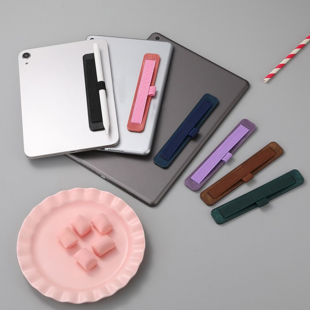 Self-Adhesive Tablet Hand-Strap PU Leather Pencil Holder for Tablet Phone eReader
