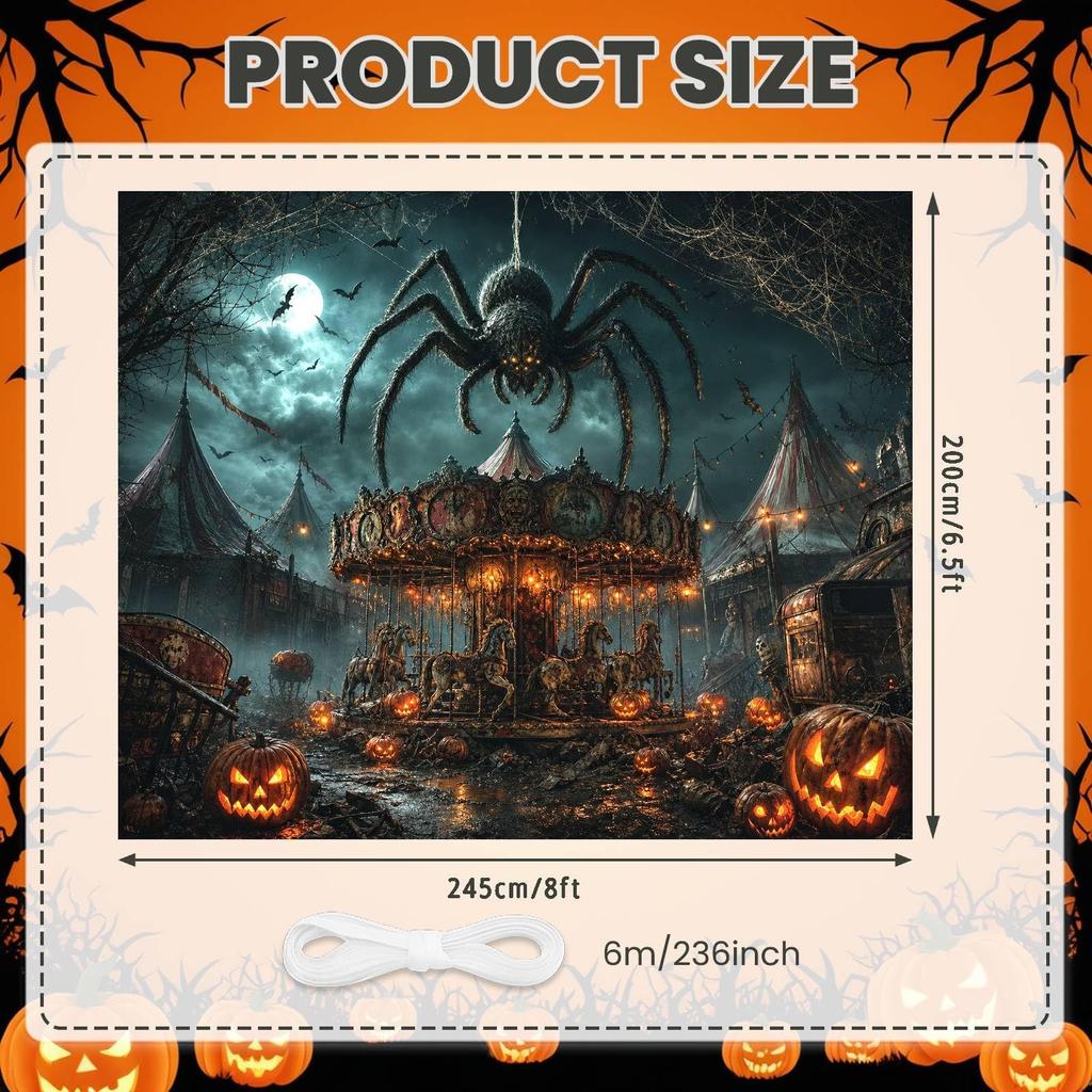 Wauprant Halloween Garage Door Cover Decorations 8 × 7 Ft, Giant Spider Haunted