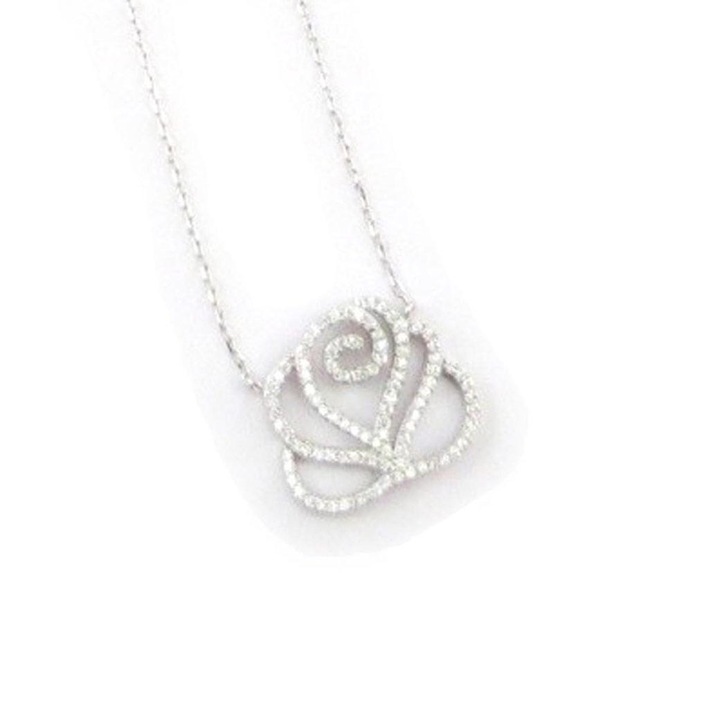 Les Trésors De Lily [J4078] — Белое серебряное колье «Rosa Romantica»