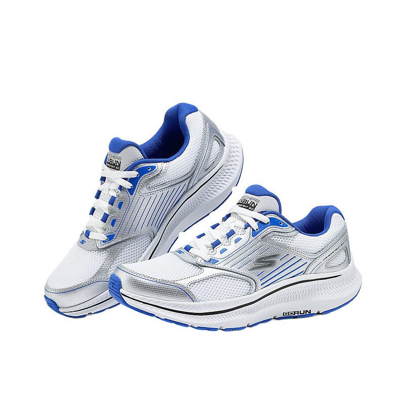 Skechers Go Run Consistent 2.0 Удобные Универсальные Сетчатые Прочные Низкие Беговые Кроссовки Мужские Кеды Белый Синий 220884-WBL