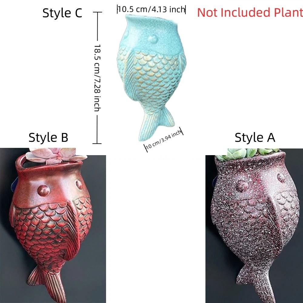 Rustic Style Fish Ornaments No-Drill Wall Mounted Planter Unique Decorative Floral Ware  Outdoor