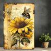 1PC Vintage Sunflower Metal Tin Sign, Inspirational Wall Decor, Durable Iron Plaque, Easy to Hang