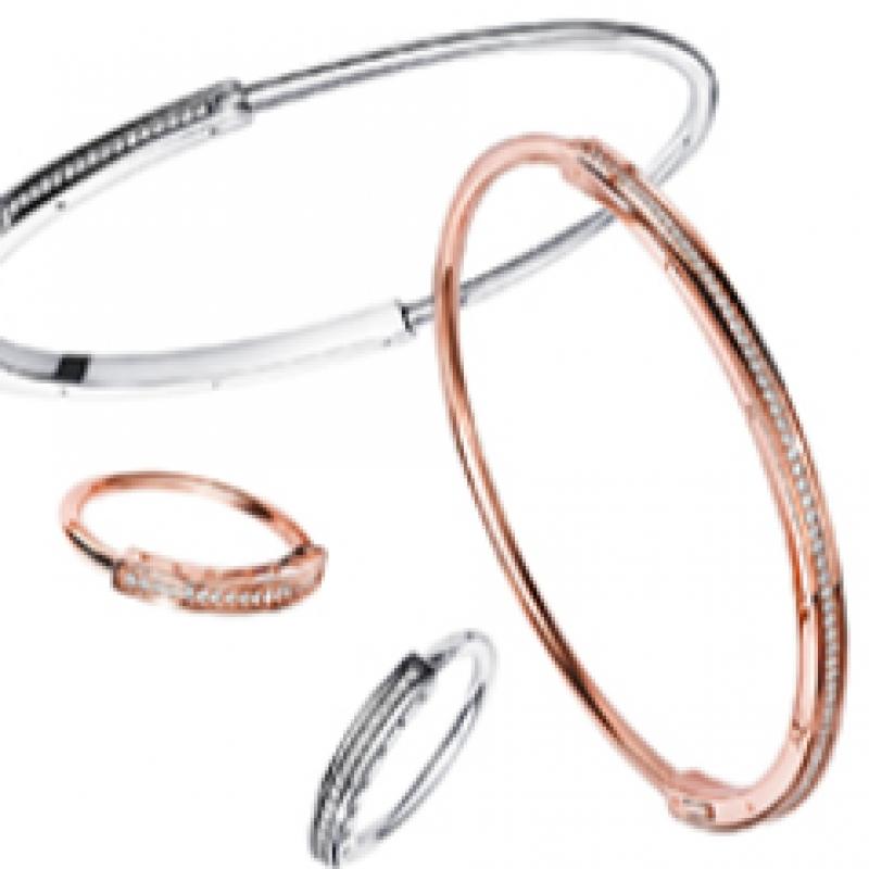 Pandora Браслет-бангл Rose Signature I D с паве 582313c01