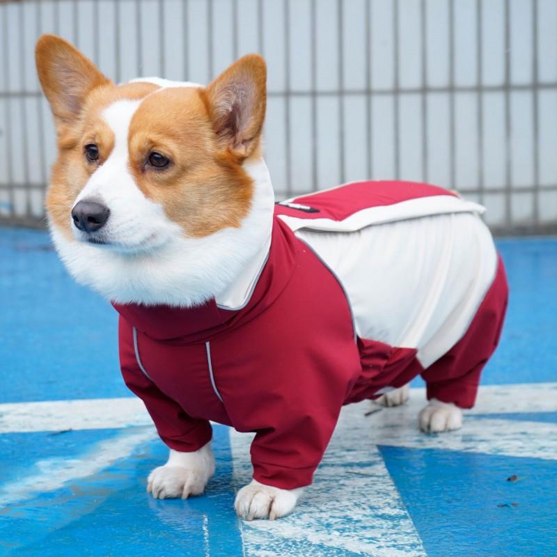 Corgi Dog Clothes Color Block Turtleneck Jumpsuit Waterproof Windproof Dustproof Anti-Stain Pet Overalls Outdoor Use