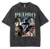 Limited Pedro Pascal Actor Washed Vintage T Shirt Men Women Casual Oversized T-shirt Fashion High Quality Cotton Tees Streetwear