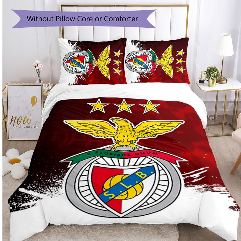 Benfica Pattern Printed 3PCS Bedding Set Soft Skin-Friendly Washable Duvet Cover & Pillowcases Set All Season Bedroom