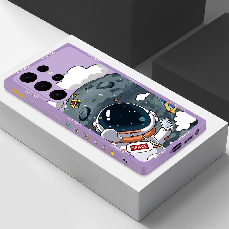 Чехол из жидкого силикона серии Astronaut для Samsung S25 S24 FE S23 Ultra S22 S21 Plus A56 A36 A16 A55 A15 A35 A54 A14 A32 5G с защитой от падения с высоты