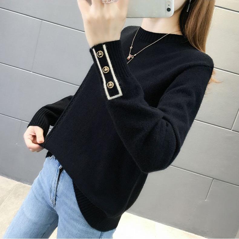 Зимний женский свитер с полувысоким воротником, короткий вязаный свитер на осень и зиму