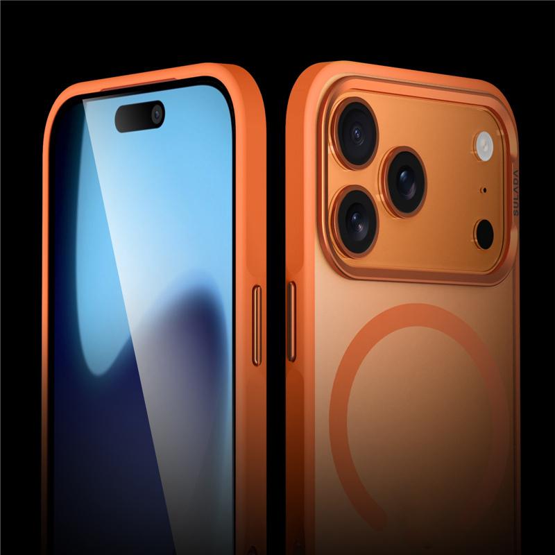 Luxury Alloy Lens Frame Matte For Magsafe Case For iPhone 17 17Pro 17Pro Max Translucent Hybrid Magnetic Shockproof Hard Cover
