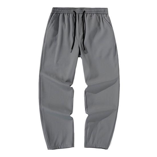 Мужские брюки с эластичным поясом, уличная одежда, тонкие стильные повседневные брюки с прямыми штанинами, популярные универсальные 3D кройки