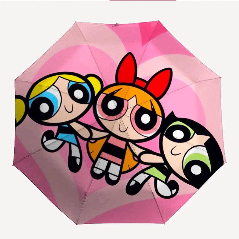 Powerpuff Fashionable Automatic Opening/Closing Folding Umbrella. Portable and Foldable, Ideal for Gift, Travel, and Daily Use.