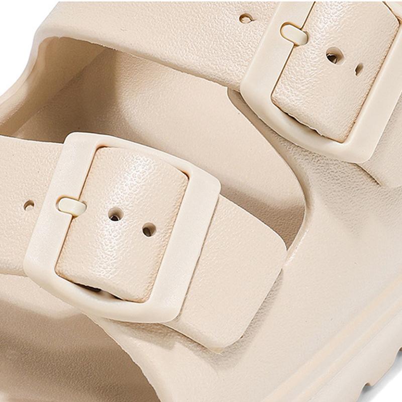 Модные детские летние шлепанцы на платформе для женщин, уличные сандалии, украшенные двойной пряжкой, нескользящие, дышащие, с мягкой подошвой, пляжная обувь