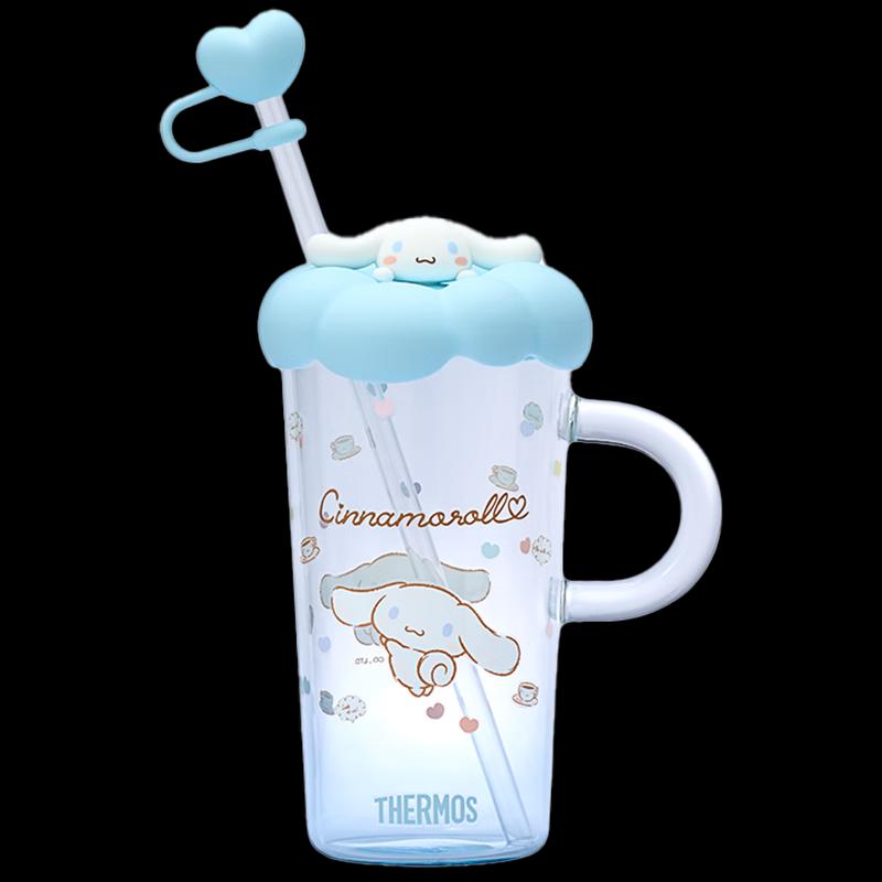 Thermos Стакан-кружка Sanrio Cinnamoroll из высокоборосиликатного стекла с соломинкой
