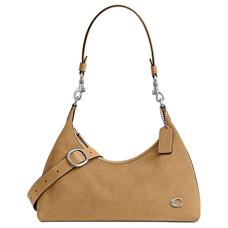 Coach Juliet 30 Logo Zip Closure Leather Tote Shoulder Bag Women bags Earth-Yellow CR670-LHNM5