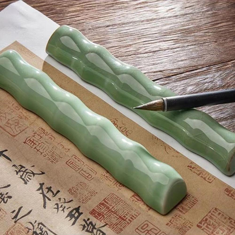Calligraphy Bamboo Joint Paperweight Traditional Pen Brush Rest Holder  Art Supplies