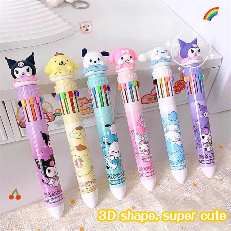 10 Color Ballpoint Pen Neutral Pen Sanrio Big Head Pen For Kids Students Stationery Gift Stationery Supplies