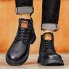 Мужские ботинки Модные мотоциклетные ботинки Высокие повседневные кожаные ботинки для мужчин Мягкие теплые зимние ботинки Ботинки на нескользящей платформе Botas