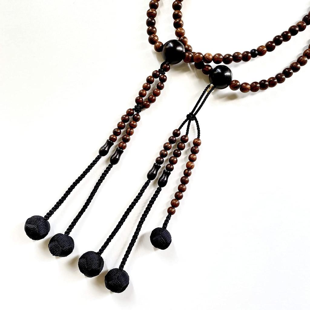 Myorenka International Soka Gakkai Prayer Beads SGI Prayer Beads for Men Wooden Prayer Beads XL Size Shakusan Tiger Peel Sandalwood 8mm Ebony Tailor