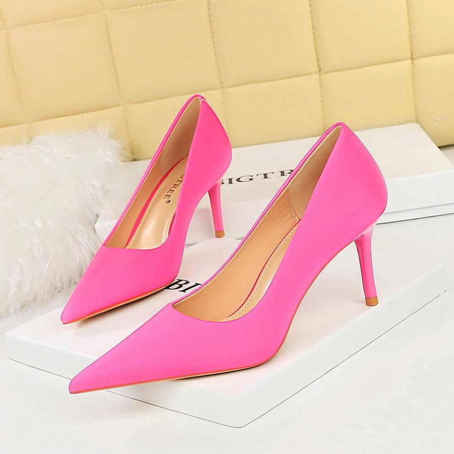Women's Fashion Slim Heels High Heels Shallow Mouth Pointed Toe Versatile Commuter Single Shoes