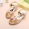Обувь принцессы для девочек, летние детские туфли на высоком каблуке с открытым носком, вечерние, свадебные сандалии для малышей, нескользящая детская повседневная пляжная обувь с блестками