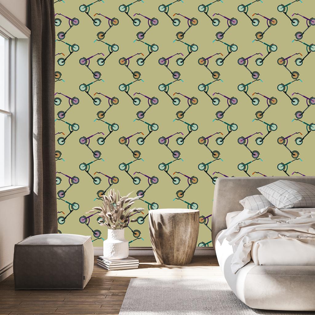 Vintage Scooters Wallpaper for Living Room and Bedroom 50x1000