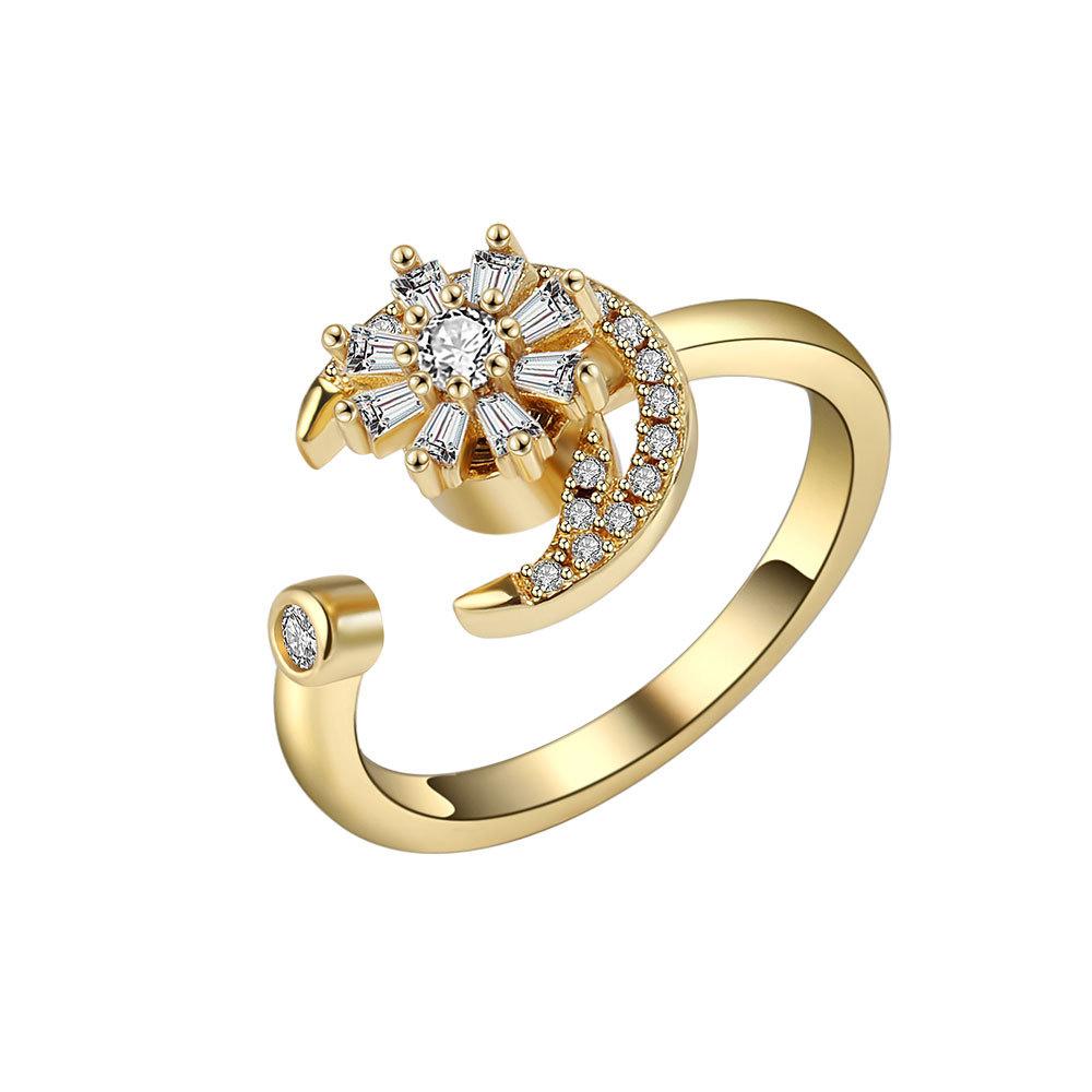Women Anxiety Relief Spiral Spinner Ring Adjustable Open Band With Zircon Stress Reducing Jewelry For Calming