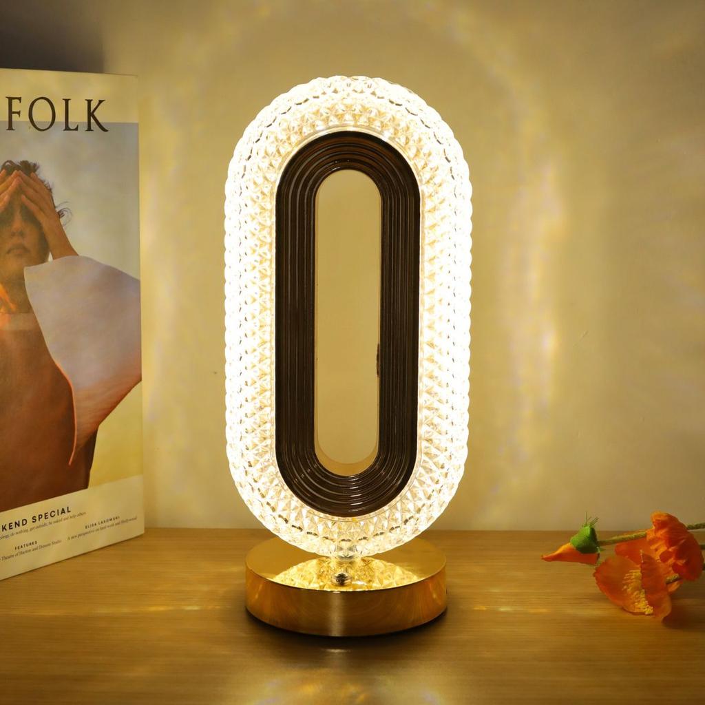 Элегантная хрустальная настольная лампа, сенсорное управление USB, три цвета диммирования, подходит для прикроватной тумбочки в спальне и для создания романтической атмосферы.