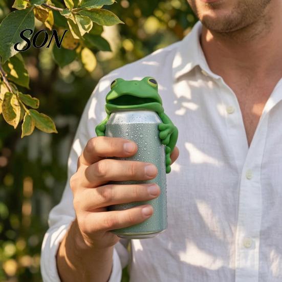 Reusable Drink Can Lid Cute Frog Soda Cover, 3D Print PLA Beverage Dust Proof Topper Protector, Dustproof Sleeves for Outdoor Activities And