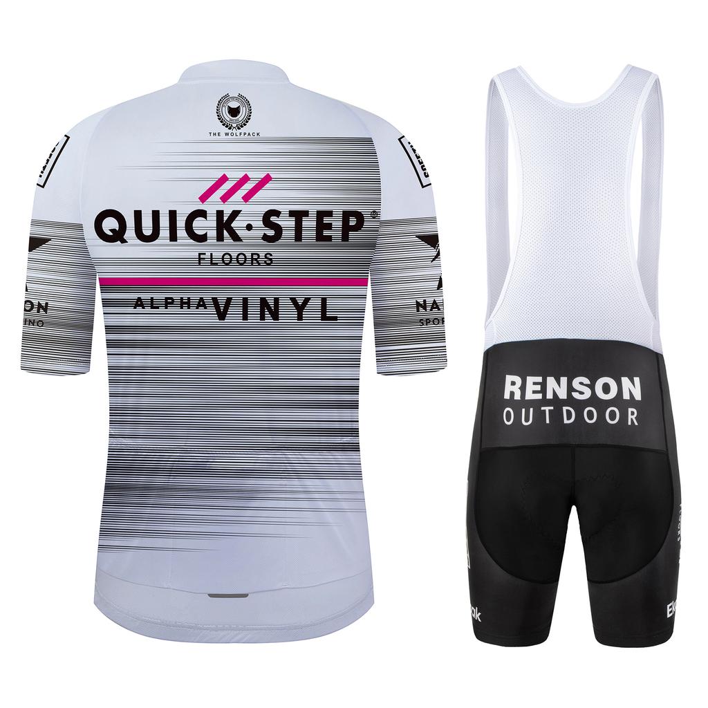 QUICK STEP Men's Summer Cycling Jersey Team Short Sleeve Suit Set Cycling Short Sleeves and Bib Shorts