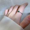 Elegant Little Square Ring For Women Small Green Zircon Wedding Rings Bridal Engagement Jewelry Gift