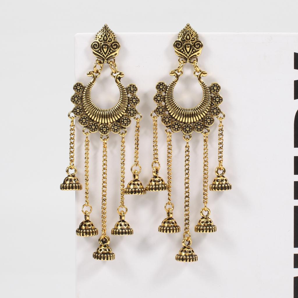 Bohemian Turquoise Vintage Earrings Cross-border Bestseller Chain Tassel Vintage Pagoda Pendant Classic Earrings