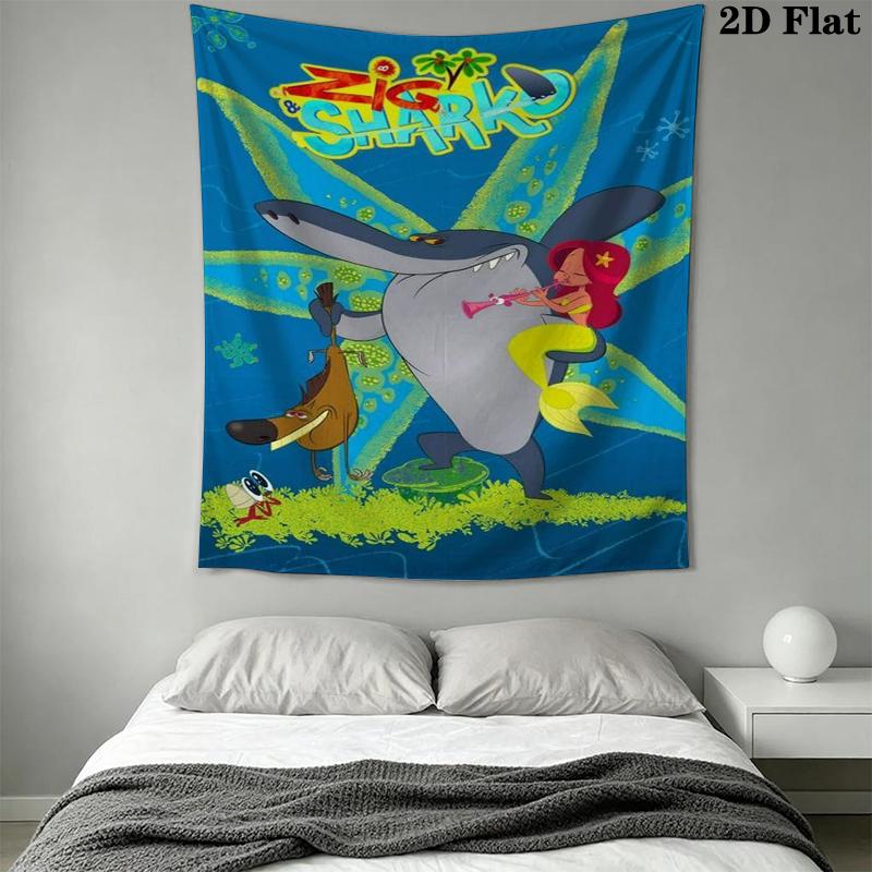Zig&Sharko Wall Tapestry Aesthetic Wall Hanging Printed Fabric Blanket Decorative Tapestries for Bedroom Living Room Home Decor