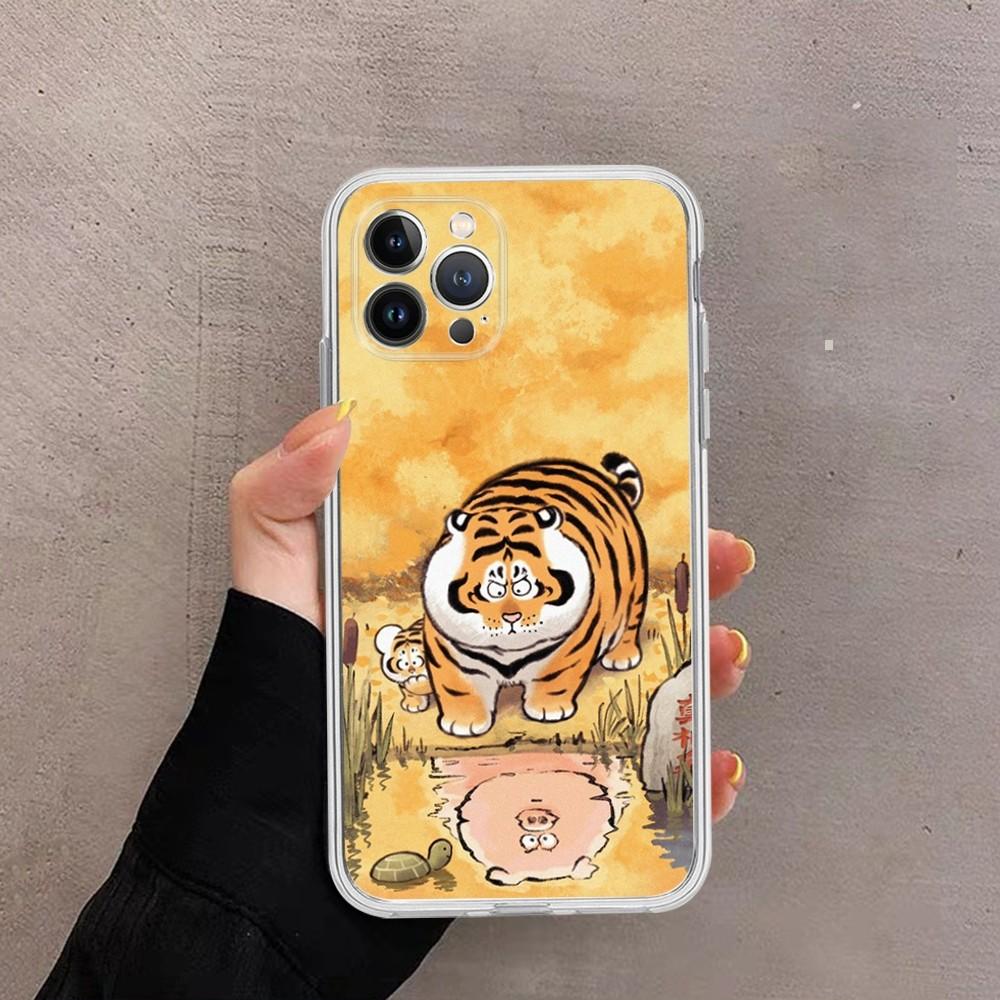 Забавный чехол для телефона с толстым тигром для IPhone 16 15 14 13 12 Mini 11 Pro XS Max X XR SE 6 7 8 Plus Мягкий силиконовый чехол