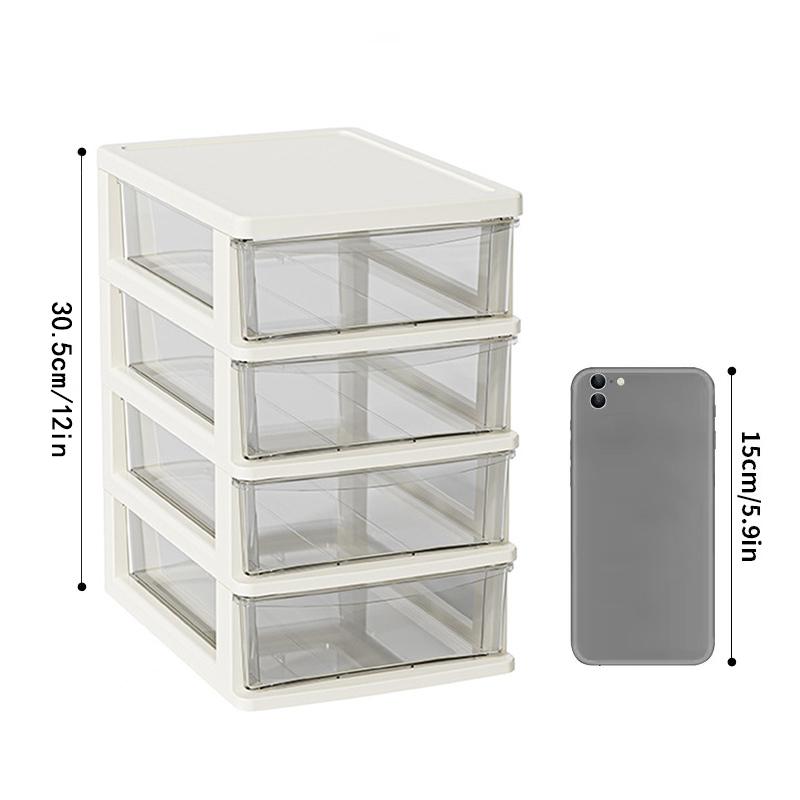 JOJAJU 1Pc Storage Box,Space-Saving Clear Drawer Organizer (2/3/4-Tier) Sort Office,Home,dormitory,Makeup, Pens, Jewelry