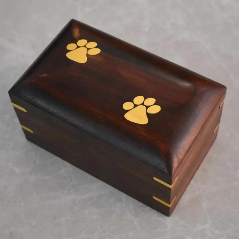 For Cat Dog Urns Footprint Memorial Wood Pet Ashes Box Cremation Forever Home Urns Small Dog Cremation Box for Ashes Box