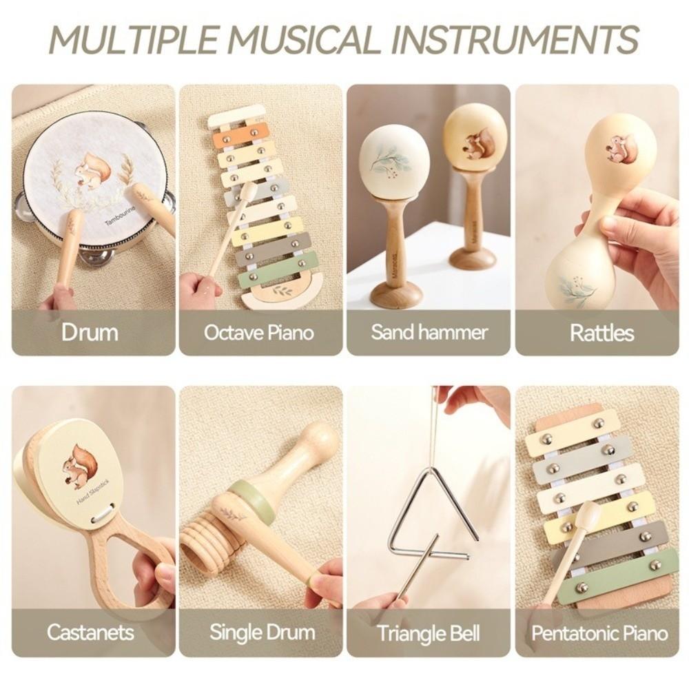 Multicolor Montessori Toy Wooden Xylophone Percussion Wooden Drum Toy Preschool