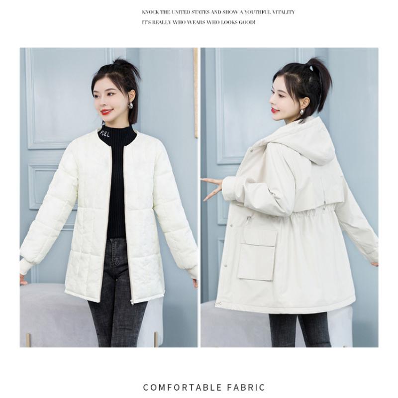 Осенне-зимняя женская однотонная съемная корейская версия с капюшоном на талии, теплая женская куртка, 5 цветов