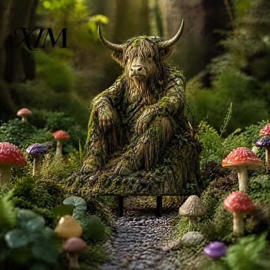 Forest Animal Guardian Statue Woodland Spirit Garden Stake, Yard Decor, 3D Rustic Cottage Accents for Fairy Patio Planter & Outdoor Display