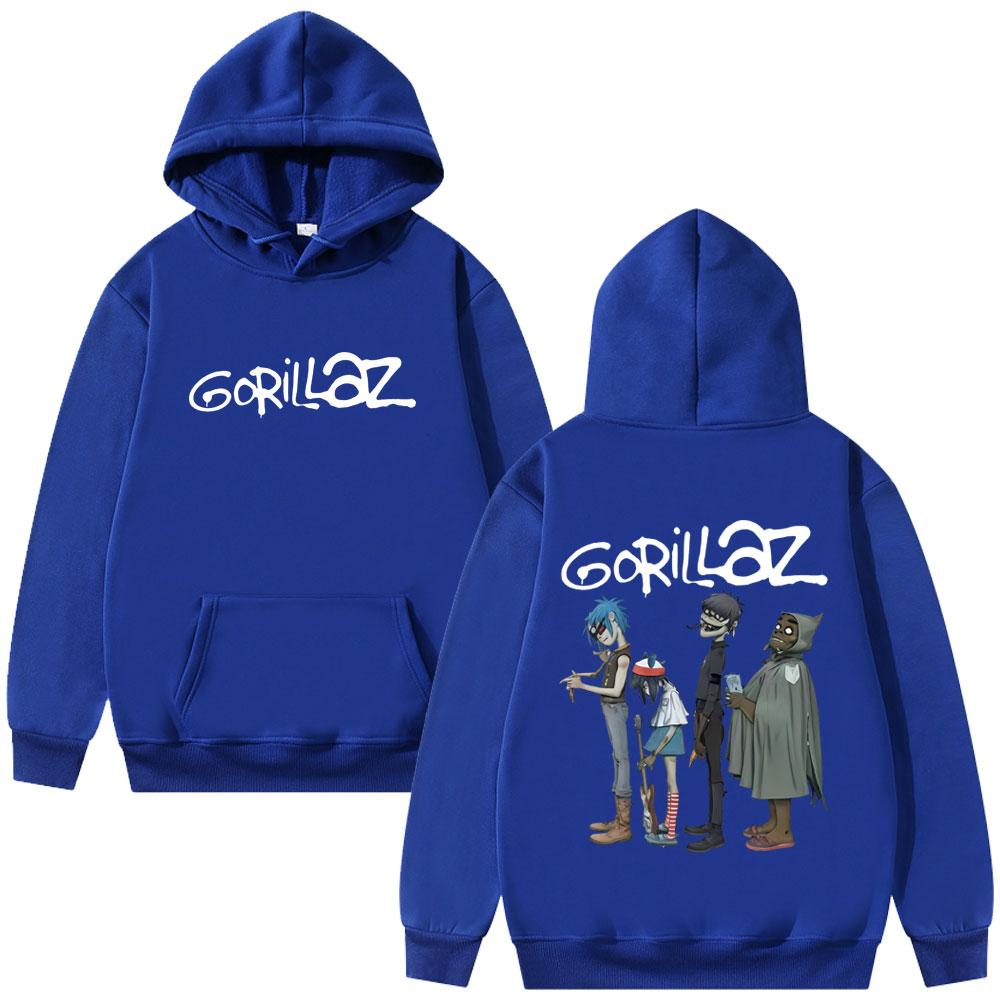 Альтернативная рок-группа Gorillaz Графический Худи Мужчины Женщины Хип-хоп Мода Уличная одежда Мужской Повседневный Свободный Флис Хлопок Худи