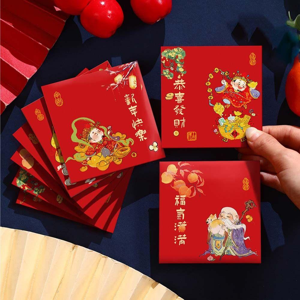 6pcs Cartoon 2026 New Year Red Envelope Cute Horse Traditional Chinese Lucky Money Packet Year of Horse Blessings Lucky Pockets