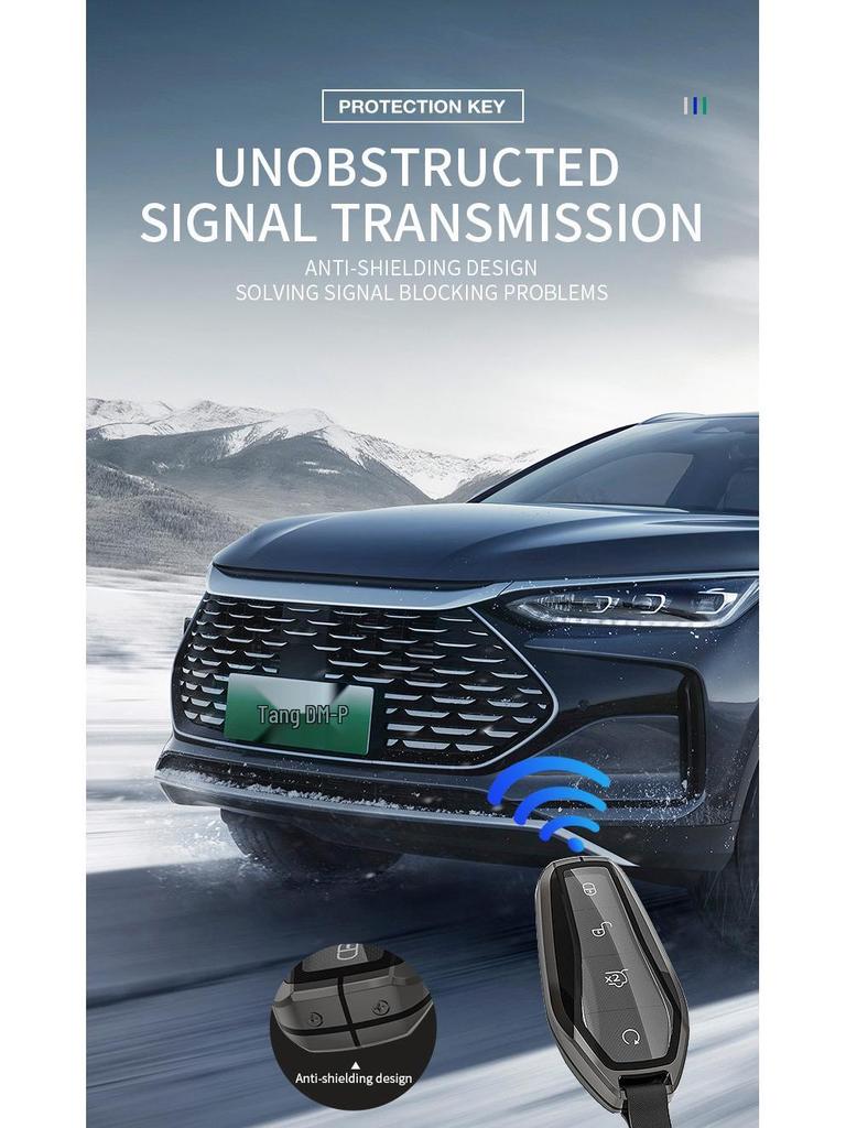 Compatible Key Case for 21 BYD Models: Tang, Song, Yuan, Qin Plus DMI, EV Car Key Shell with Buckle