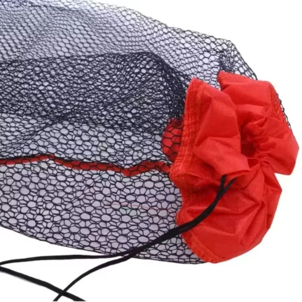 Foldable Fishing Net Bag Small Grid Fishing Gear New Mesh Drawstring Bag  Fishing Supply