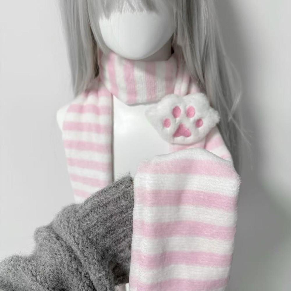Winter Cat Paw Scarf Y2K Stripe Scarf Fashion Knitted Scarf Party