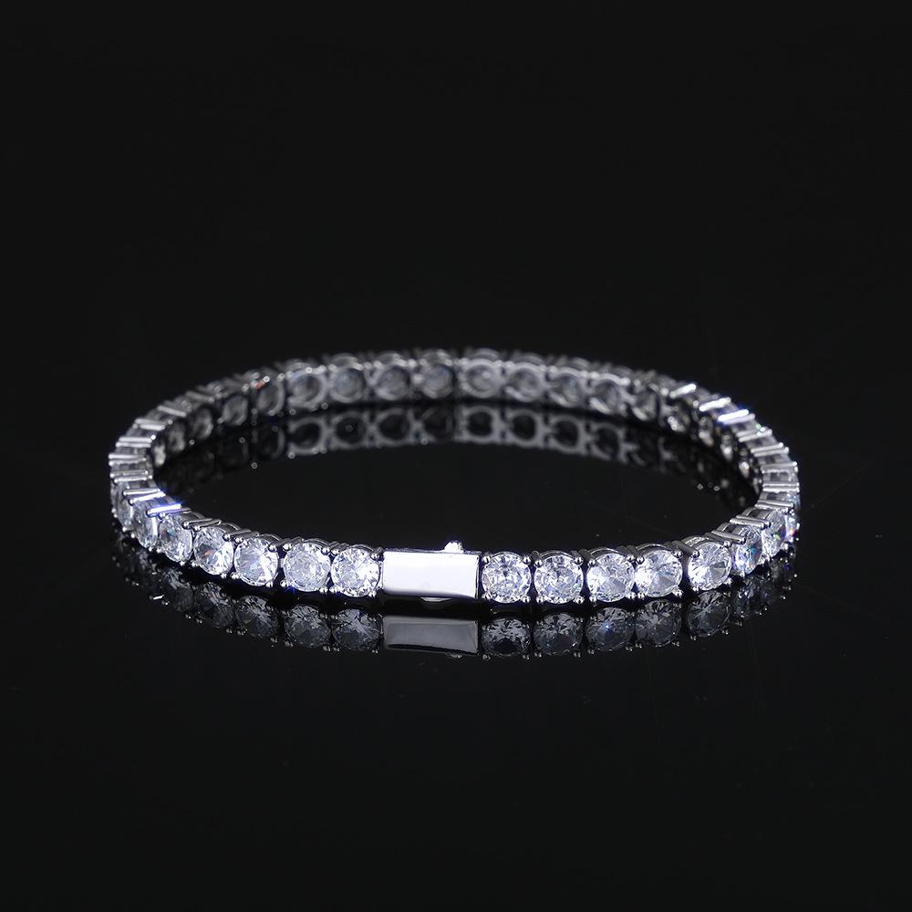 Accessories Spring Buckle Single Row Diamond Tennis Chain Zircon Bracelet Trendy Brand Hip Hop Men's Bracelet Accessories