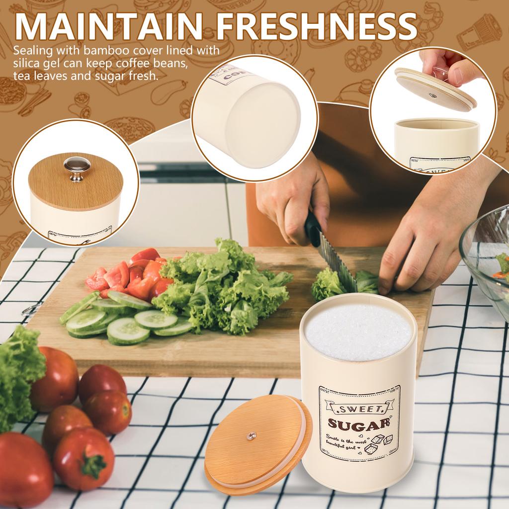 3 шт./набор Банки для кофе, сахара, чая Металлические банки большой вместимости Винтажные кухонные контейнеры Набор Универсальная герметичная банка